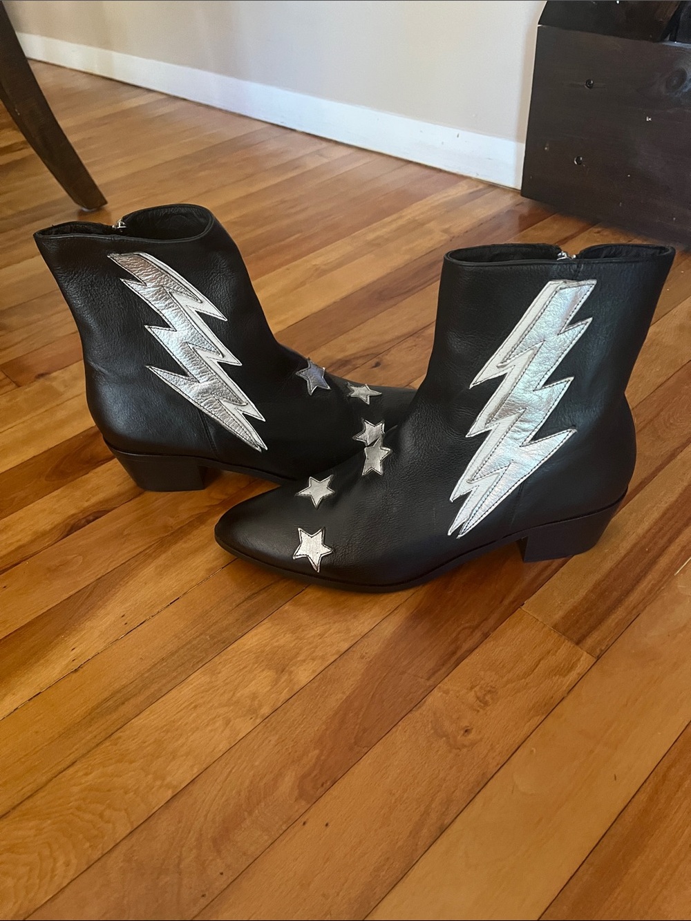 Modern Vice The Original Bolt Boot Leather Size 41 black silver David Bowie - Picture 2 of 4